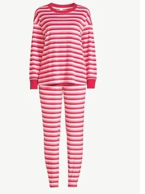Joyspun Ladies Striped Pajama Set Pink & Red XL Gently Loved.